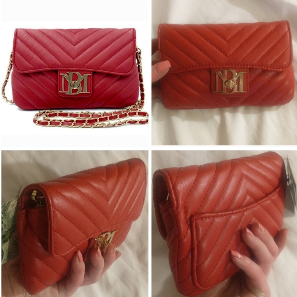Badgley Mishka Caviar Quilted Monogram Turn Lock Clutch Crossbody Bag Phone Case